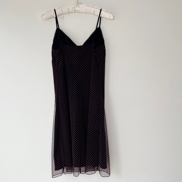 Charlotte Russe Y2K black tulle pink Swiss dot midi vintage slip dress Sz S - Picture 4 of 13